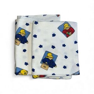 Vintage 1998 Paddington Bear Cotton Receiving Blankets Set Of 2